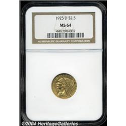 1925-D $2 1/2 MS64 NGC. Typically marked for