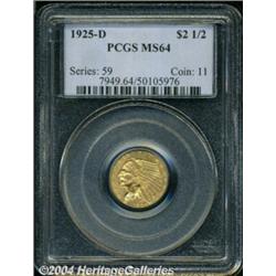 1925-D $2 1/2 MS64 PCGS. A notably clean