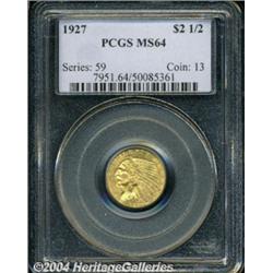 1927 $2 1/2 MS64 PCGS. Sharp and bright, each