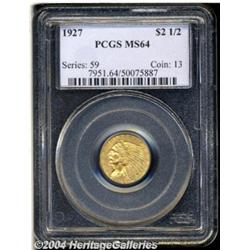 1927 $2 1/2 MS64 PCGS. Canary-gold patina