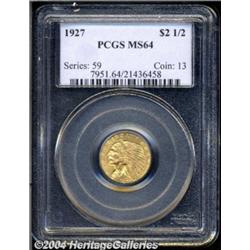 1927 $2 1/2 MS64 PCGS. Peach and honey hues do