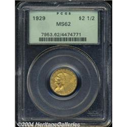 1929 $2 1/2 MS62 PCGS. Bright golden tones