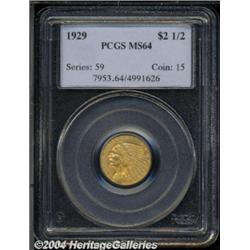 1929 $2 1/2 MS64 PCGS. Well struck, with a few