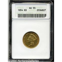1854 $3 AU55 ANACS. A well struck example of