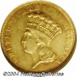 1854-O $3 AU53 NGC. An average or better