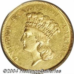 1854-O $3 AU58 PCGS. The 1854-O is generally