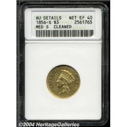 1856-S $3--Cleaned--ANACS. AU Details, Net