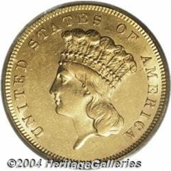 1856-S $3 AU58 PCGS. This issue's mintage of