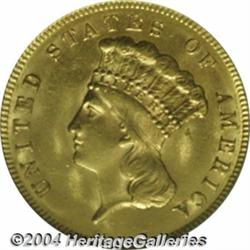 1878 $3 MS63 PCGS. Exceptionally clean for the