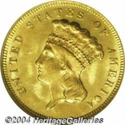 1878 $3 MS63 NGC. The 1878 boasts the second