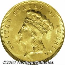 1878 $3 MS64 NGC. A beautiful Three Dollar