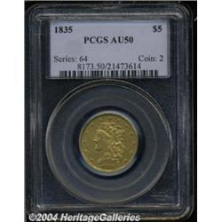 1835 $5 AU50 PCGS. Breen-6505, Second Head,