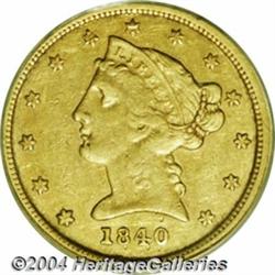 1840-C $5 XF45 PCGS. Variety 2-B, Die State I.