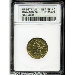 1846-D/D $5--Polished--ANACS. AU Details, Net
