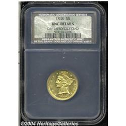 1848 $5 MS60 Details, Obverse Improperly