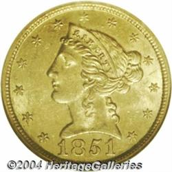 1851 $5 MS61 NGC. While displaying