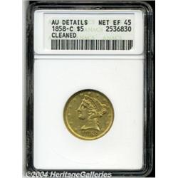1858-C $5--Cleaned--ANACS. AU Details, Net