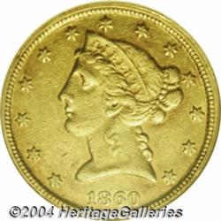 1860-C $5 XF45 NGC. Variety 28-M. Only 14,813