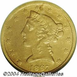 1867-S $5 AU Details, Obverse Repaired, NCS.