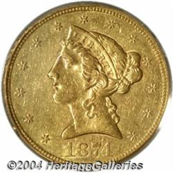 1874-S $5 AU50 PCGS. The '74-S Half Eagle is