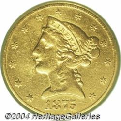 1875-CC $5 XF Details, Polished, NCS. Variety