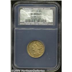 1877-CC $5 XF40 Details, Reverse Rim Filed,