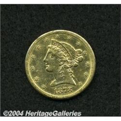 1878-CC $5 AU53 Edge Damage, Uncertified.