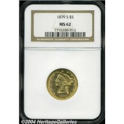 1879-S $5 MS62 NGC. Bright luster stands out