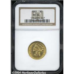 1881 $5 MS64 NGC. Breen-6714. The 8s in the