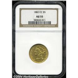 1882-CC $5 AU55 NGC. Variety 1-A. The 1882 is
