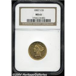 1882-S $5 MS61 NGC. A flashy, minimally