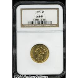 1885 $5 MS64 NGC. Very well struck, with rich
