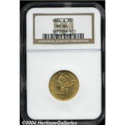 1886-S $5 MS64 NGC. Sharply struck with lovely
