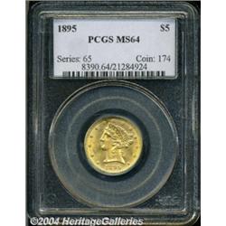 1895 $5 MS64 PCGS. Medium gold color on the