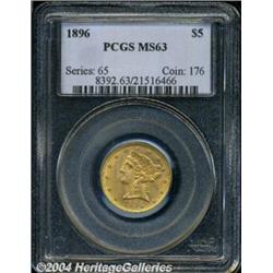 1896 $5 MS63 PCGS. Although moderately abraded