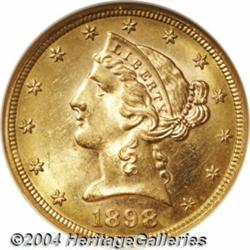1898-S $5 MS64 NGC. A conditionally