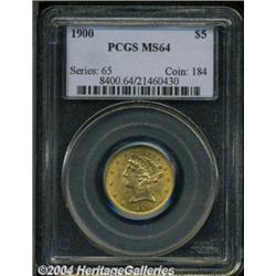 1900 $5 MS64 PCGS. Deep, satiny luster and