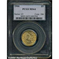 1900 $5 MS64 PCGS. An especially vibrant,