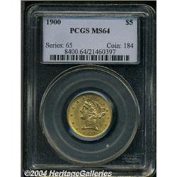 1900 $5 MS64 PCGS. Satiny and just a couple of