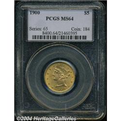 1900 $5 MS64 PCGS. A true near-Gem example