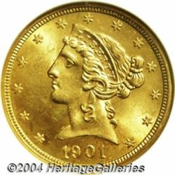 1901/0-S $5 MS64 NGC. FS-006, Breen-6780. The