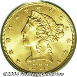 1902 $5 MS65 PCGS. The 1902 Half Eagle can be