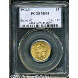 1906-D $5 MS64 PCGS. Well defined with