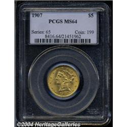 1907 $5 MS64 PCGS. Breen-6798. The date is