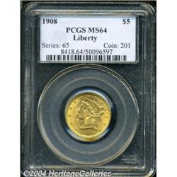 1908 $5 MS64 PCGS. Slightly soft on the