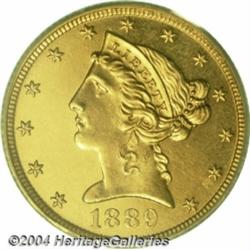 1889 $5 PR64 Cameo PCGS. Half Eagle production
