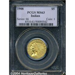 1908 $5 MS63 PCGS. Rich, original patina
