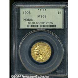 1908 $5 MS63 PCGS. Boldly struck with full
