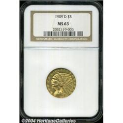 1909-D $5 MS63 NGC. Boldly struck with