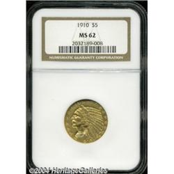 1910 $5 MS62 NGC. Appearing slightly finer